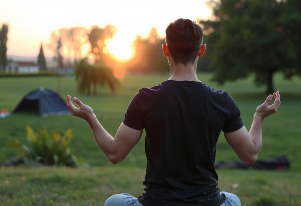 Person meditating outdoors