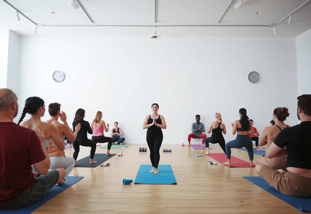 Yoga instructor teaching a class