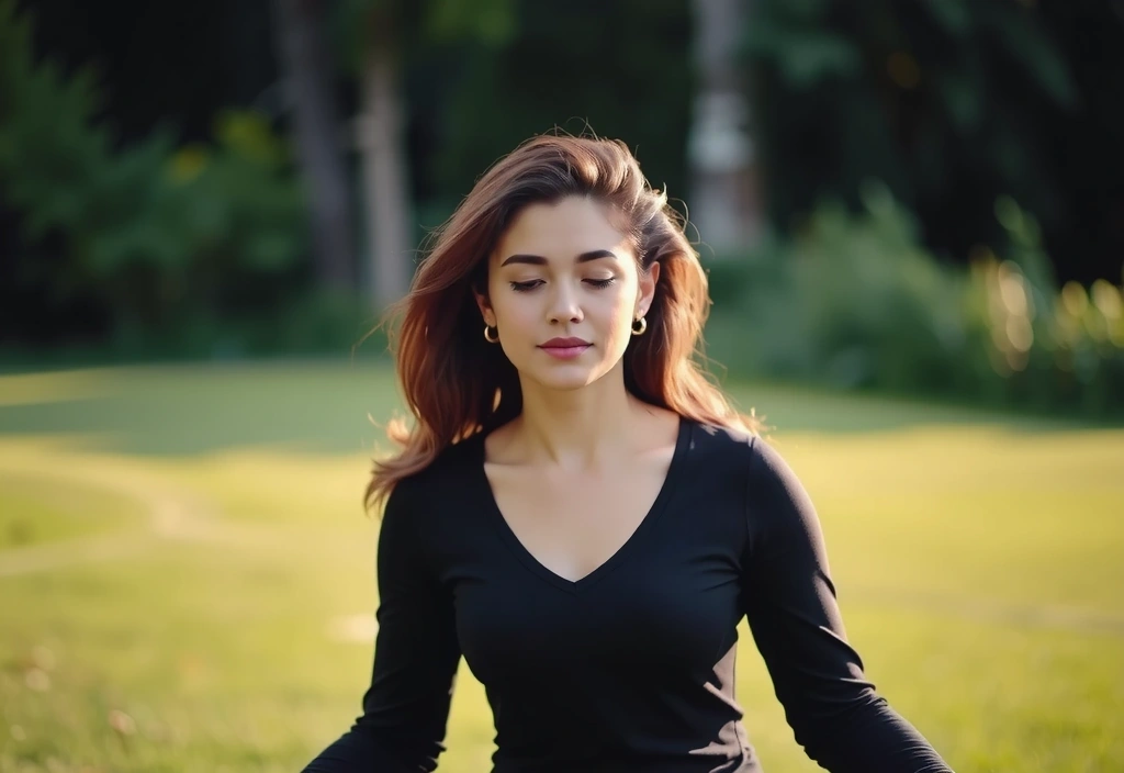 Woman meditating for stress reduction